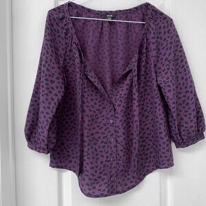 JACOB Magenta Purple Animal Print Button Blouse Petite XS